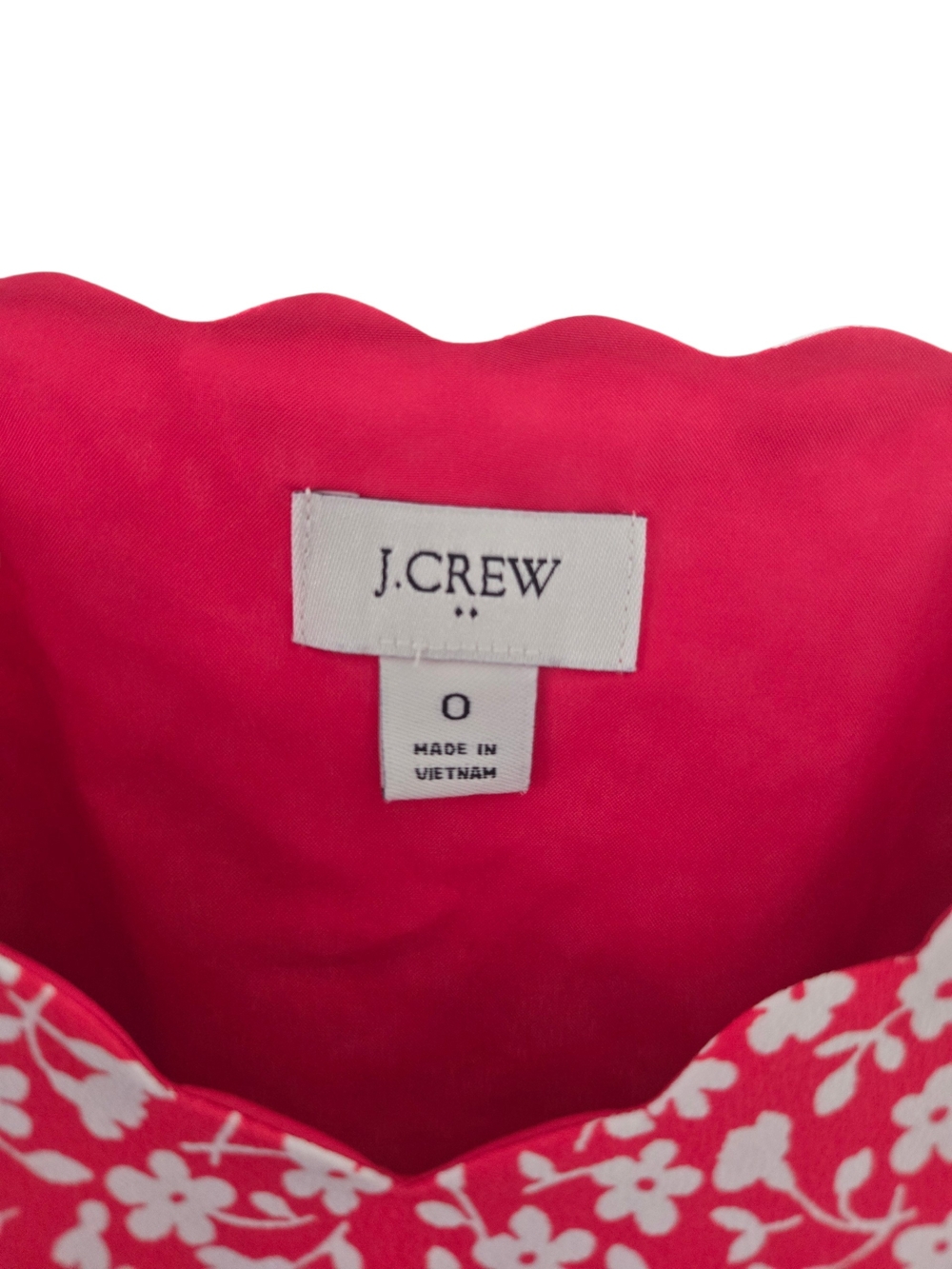 J Crew Red White Floral Scallop Cami Top Womens 0 Adjustable Strap Tank - Picture 3 of 6